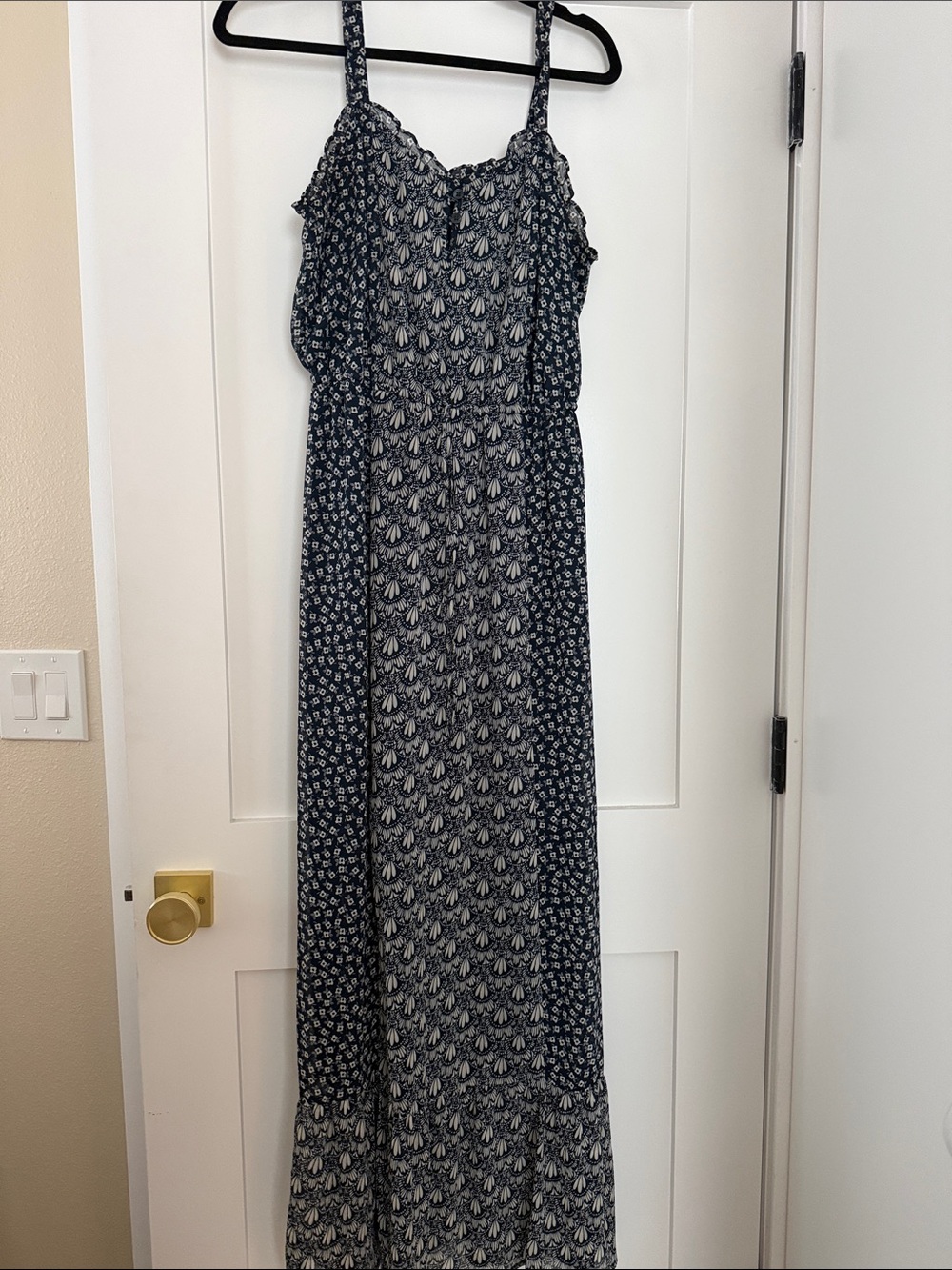 GAP Navy Floral Maxi Dress with Spaghetti Straps
